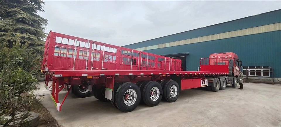 Trailer Semi Flat Bed Dengan Tiga Poros